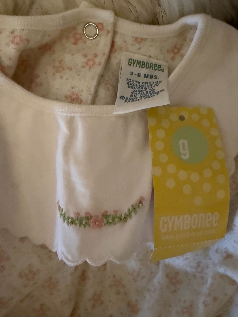 NWT Gymboree Cream Romper with Pink Floral Print - Picture 3 of 4